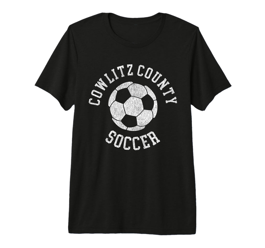 Cowlitz County Soccer Distressed 90S T-Shirt - Unique Graphic for Adults