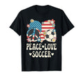 Peace Love Soccer Lover American Flag T-Shirt - Minimalist Print Men Women