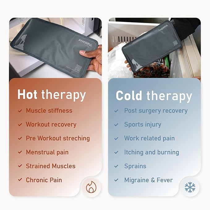 Small Flexible Gel Ice Packs for Injuries Reusable - Soft Hot and Cold Packs for Injuries for Ankle, Hand, Wrist, Head Pain Relief - 5" x 10" - 2PK - Grey