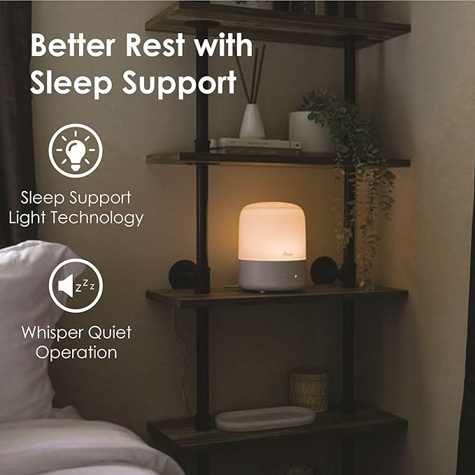 Crane Top Fill Mini Humidifier for Bedroom and Nursery 3-in-1 Essential Oil Diffuser Sleep Light 0.5 Gallon Baby Humidifier