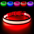 LED Dog Collar, Light Up Dog Collar USB Rechargeable, Brightest Dog Lights for Night Walking, Adjustable Dog Collar Light for Dog Safety (Medium, Ruby Red)