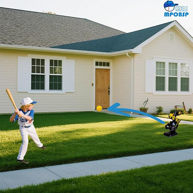 Upgraded Electronic Baseball Pitching Machine for Youth - Adjustable Angles & Speeds,AC Powered & Battery Powered， 8 Practice Balls Included - Ideal for Beginner Batting & Fielding Training
