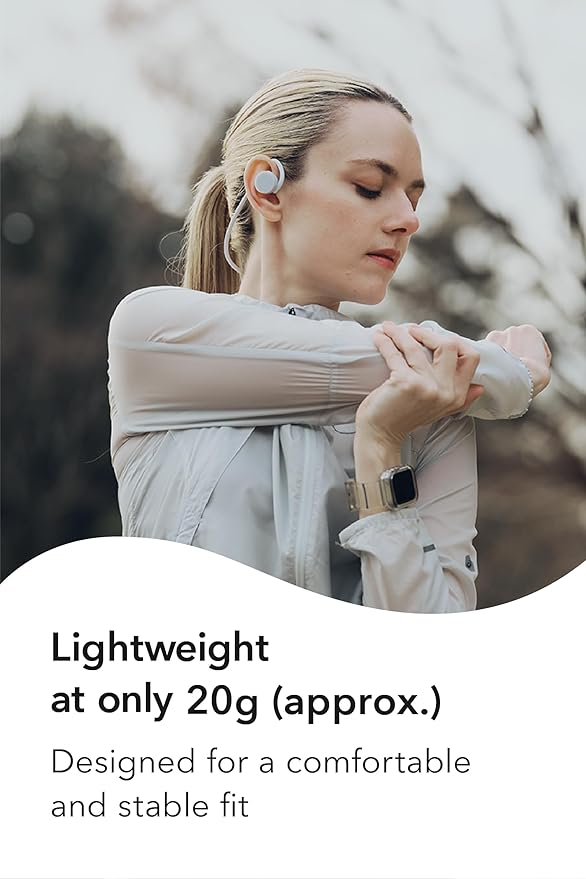 nwm GO Wireless On-Ear Speakers (Open Ear Earphones) Sound Leakage suppressed (PSZ Technology - Bone Conduction Alternative) Designed in Japan | Glacier White