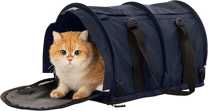 SturdiBag Pro 2.0 Pet Travel Carrier for Cats and Dogs | Soft Sided Pet Carrier Bag with Safety Clips and Seatbelt Straps for Car Travel | XL, Navy