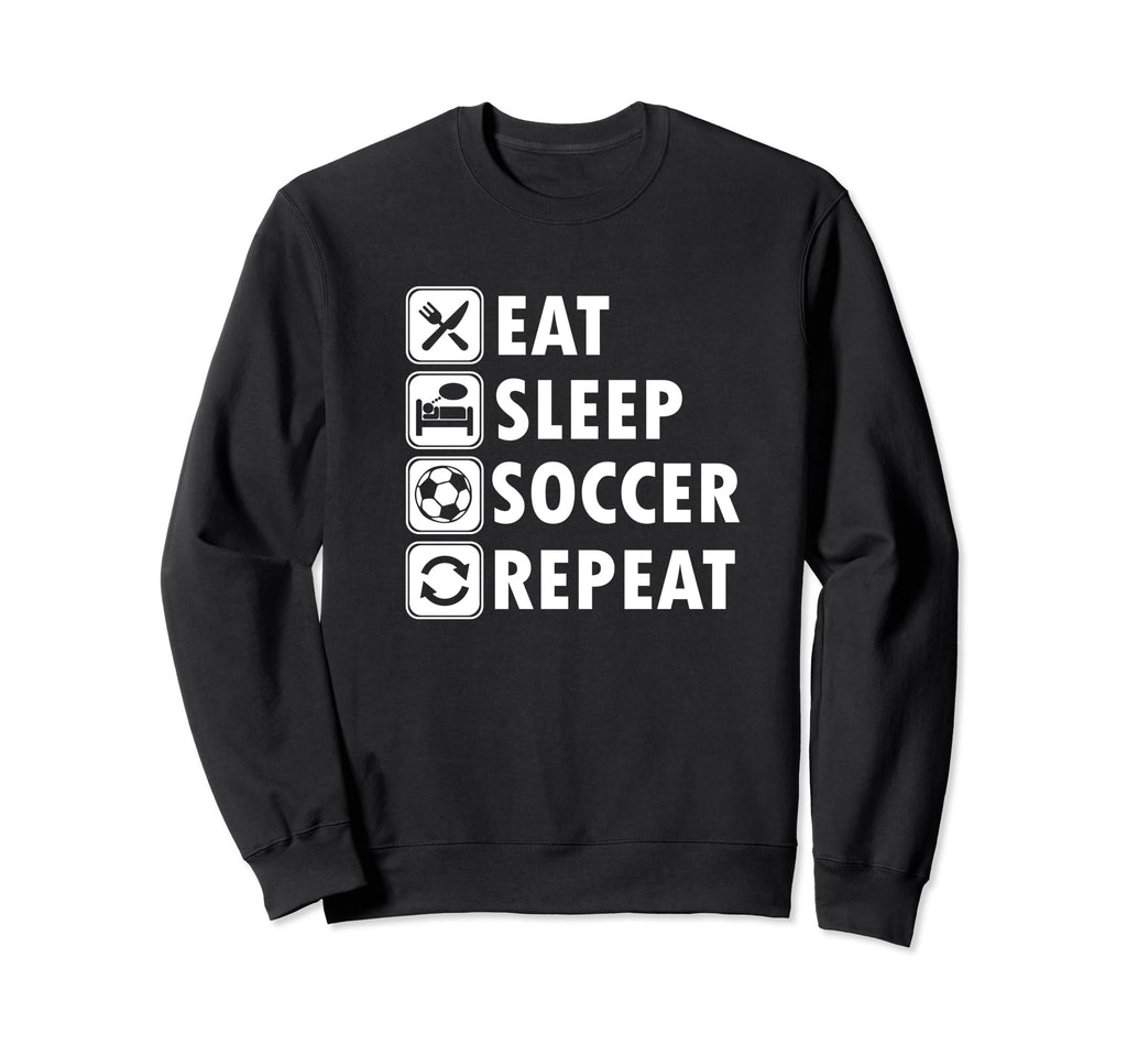 Eat Sleep Soccer Repeat Soccer Sweatshirt - Minimalist Print for Adults