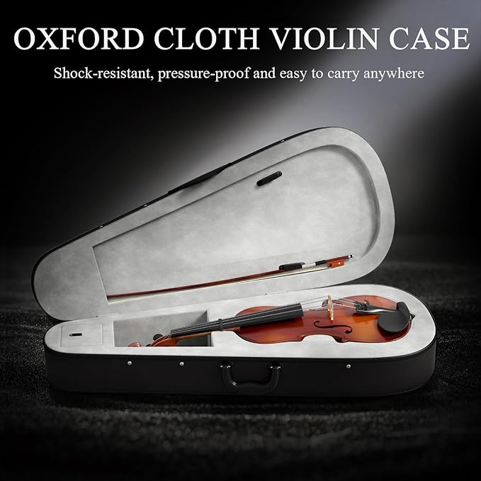 1/2 Beginner Violin Kit for Kids,Complete Violin Set with Case, Bow, Rosin,Natural