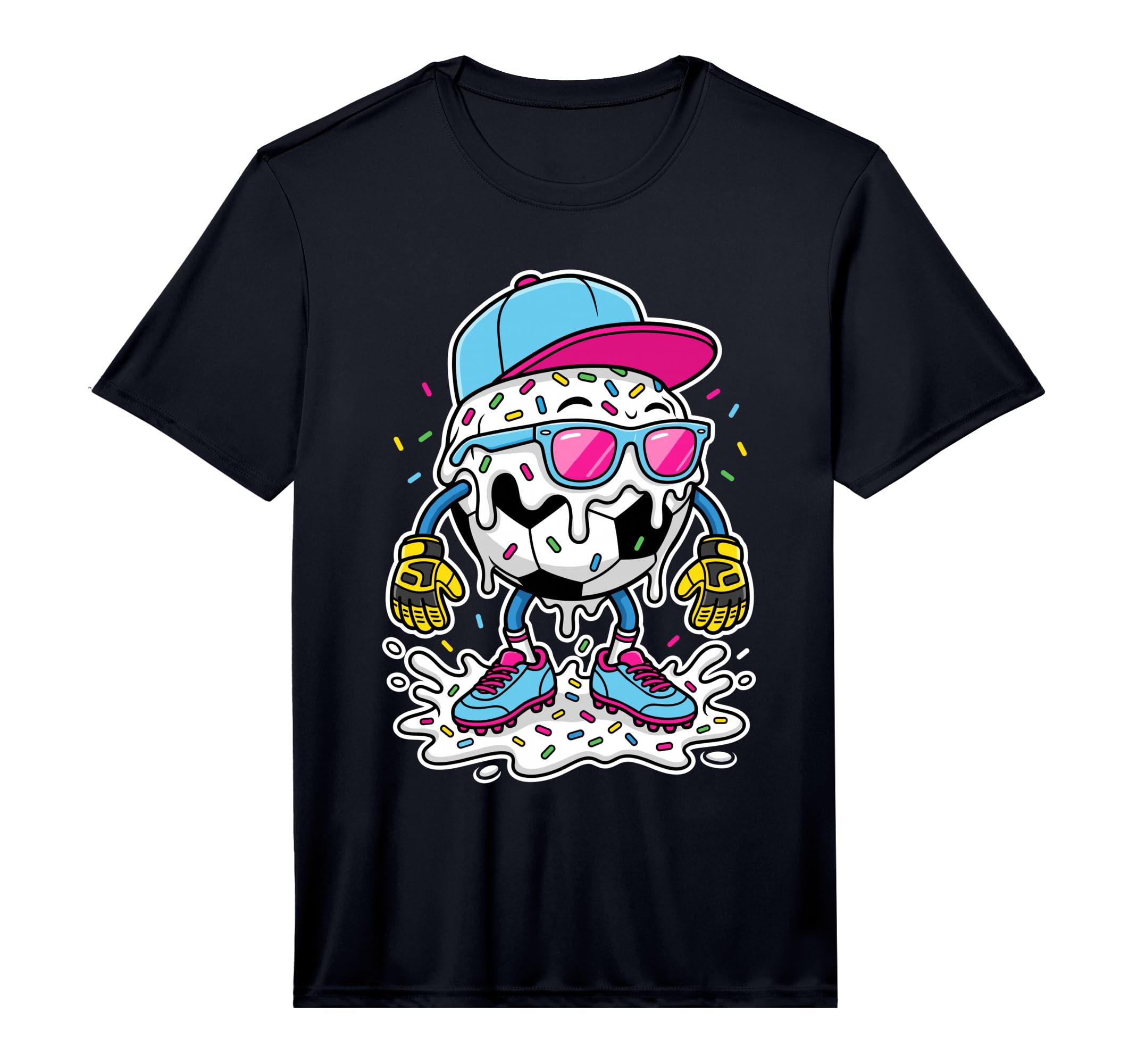 Soccer Ball Melting Ice Cream Drip T-Shirt - Streetwear Style Men Women