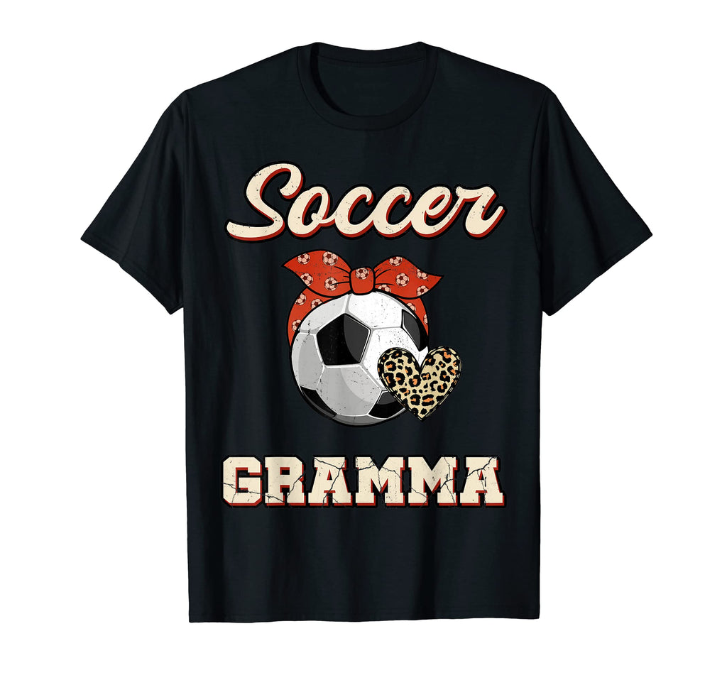 Soccer Gramma Bandana Leopard Heart T-Shirt - Fun Novelty Design Men Women