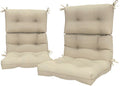 LVTXIII Outdoor Seat and Back Chair Cushion Patio Tufted High Back Cushion with Ties, Seasonal Replacement Rocking Chair Cushion for Home Office Garden Use, 44” L x 22” W, Set of 2, Stripe Beige