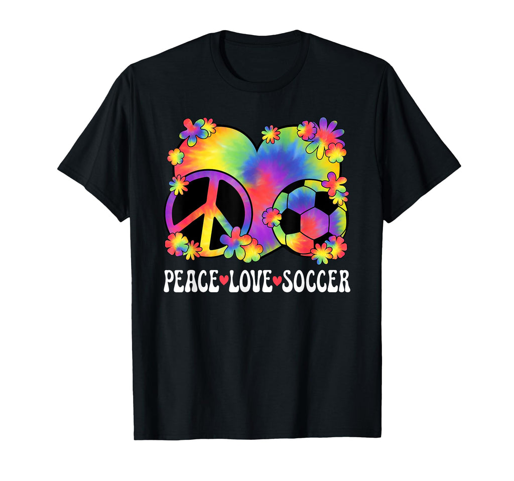 Peace Love Soccer Lover 60S 70S Hippie T-Shirt - Unique Graphic Men Women