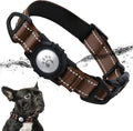 TagME Airtag Dog Collar,Waterproof Reflective Pet Collar with Airtag Holder,Soft Padded and Double D-Rings for Puppy,Brown