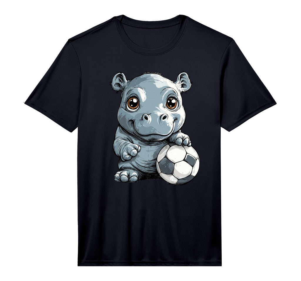 Adorable Hippo Soccer Ball Art T-Shirt - Custom Art Print Unisex