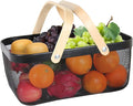 Garden Harvest Basket,Delicate Harvest Basket for Garden Vegetables,Practical Metal Mesh Wire Basket with Handle Suitable for Bathroom,Cabinet,Kitchen(Black)