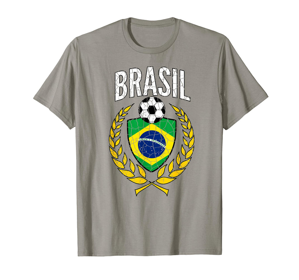 Brazil Soccer Jersey 2018 Distressed T-Shirt - Graphic Print for Adults
