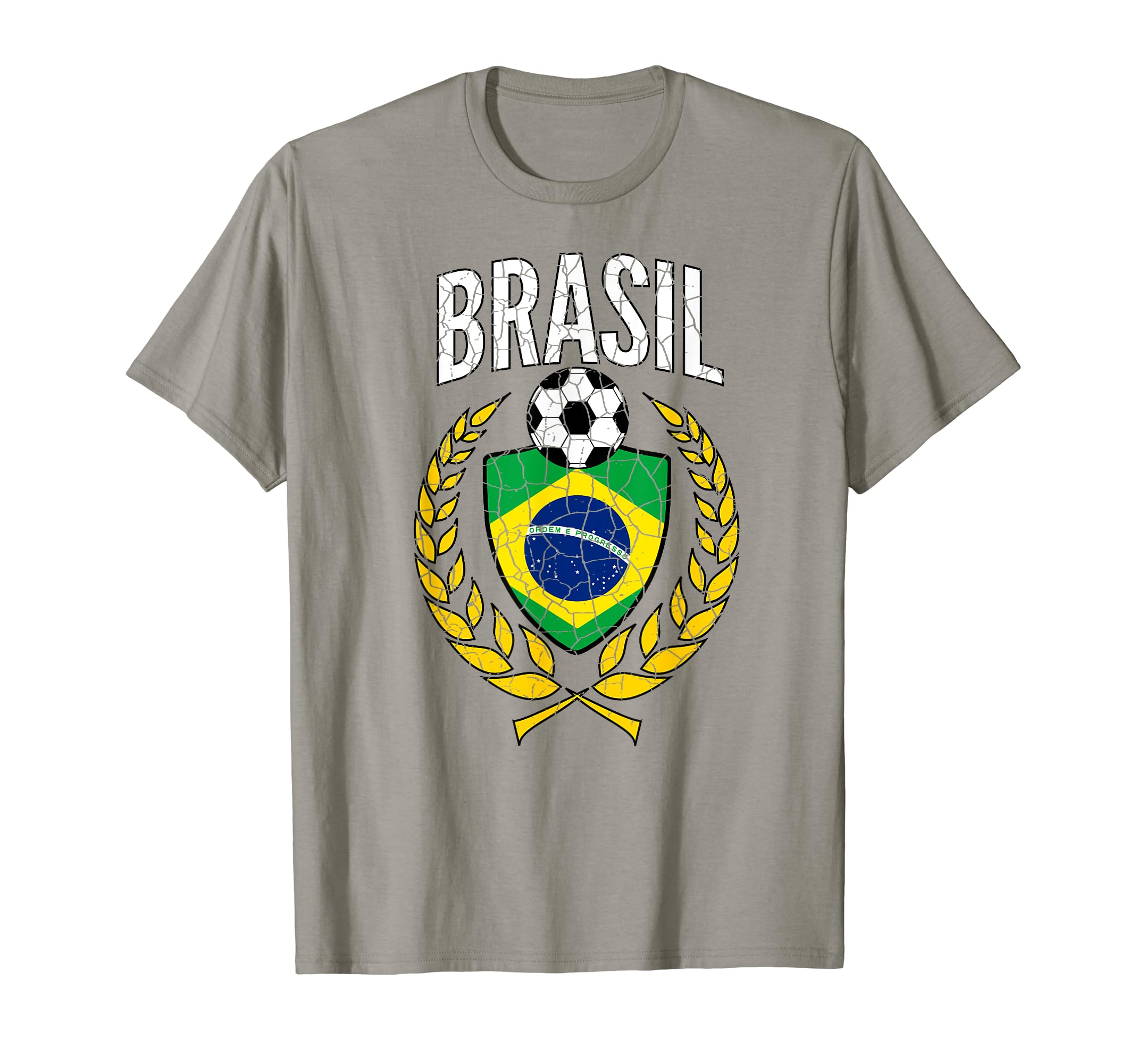 Brazil Soccer Jersey 2018 Distressed T-Shirt - Graphic Print for Adults
