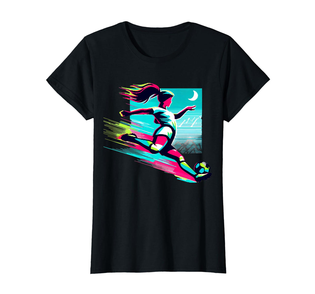 Vaporwave Glitch Art Female Soccer T-Shirt - Aesthetic Graphic Unisex