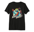 Funny Lacrosse Jesus Saves Goalie T-Shirt - Novelty Apparel Men Women
