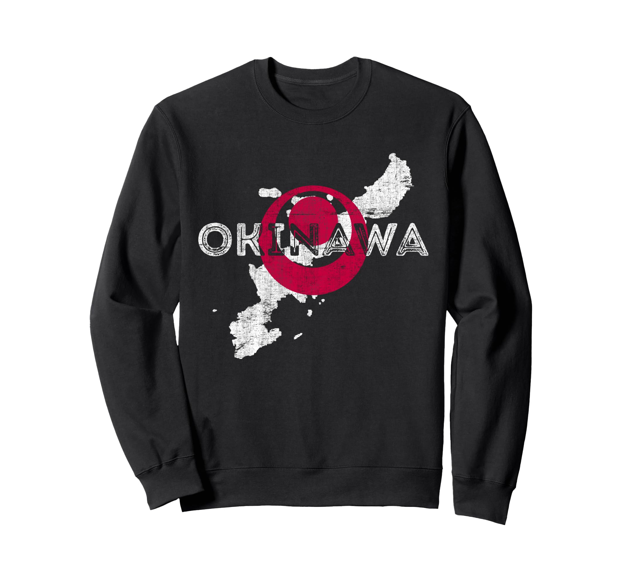 Okinawa Map And Flag Distressed Japan Sweatshirt - Trendy Graphic Unisex