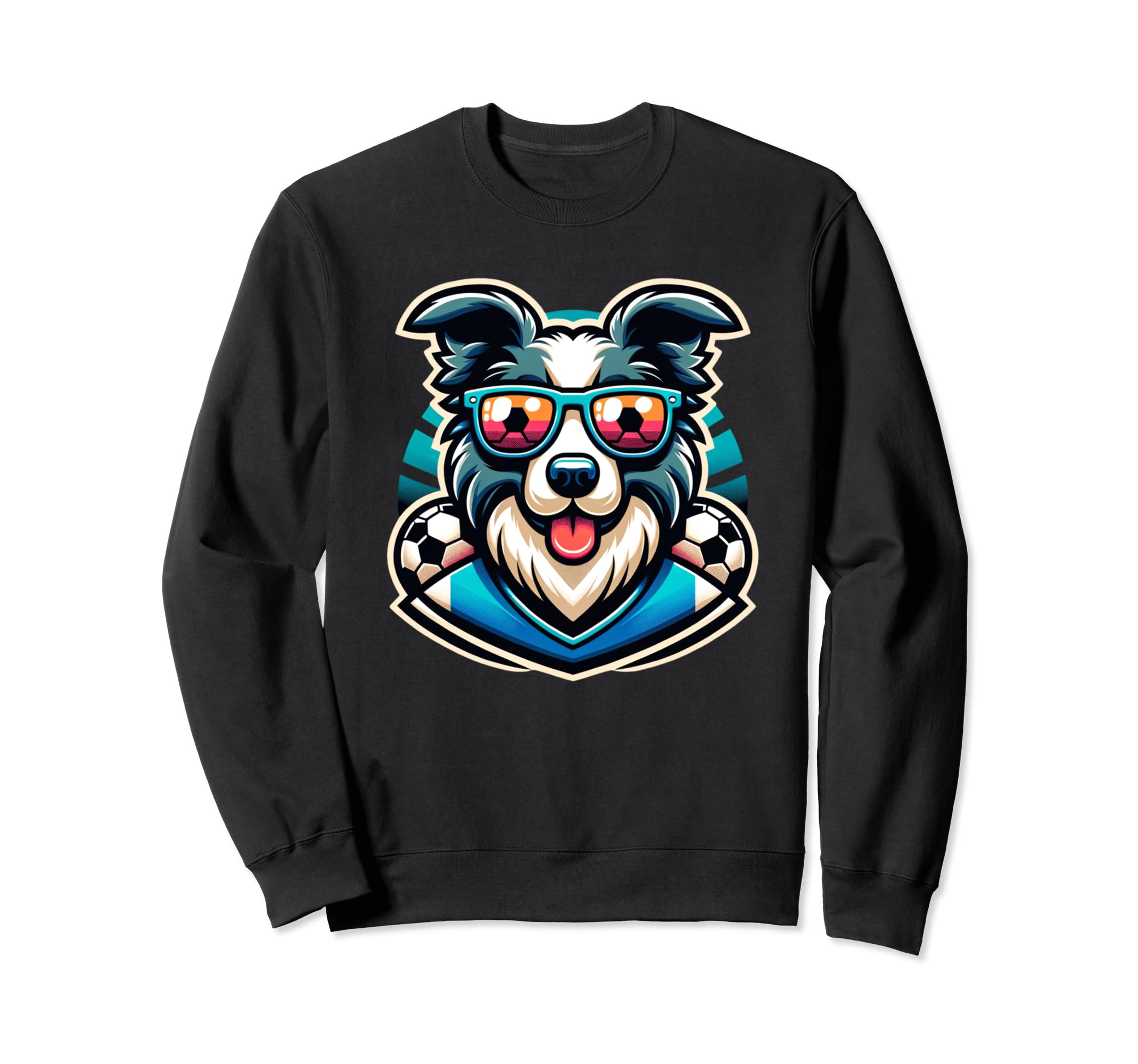 Border Collie Dog Soccer Player Sweatshirt - Graphic Print Men Women