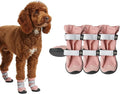 Spark Paws Dog Shoes, Waterproof Dog Boots for Medium to Large Dogs, Non Slip, Breathable Dog Booties and Paw Protectors - 4PCS Doggie Hiking Boots with Reflective Straps - Pink, Size 3