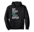 Eat Sleep Hat Trick Repeat Ice Hockey Hoodie - Graphic Print for Adults