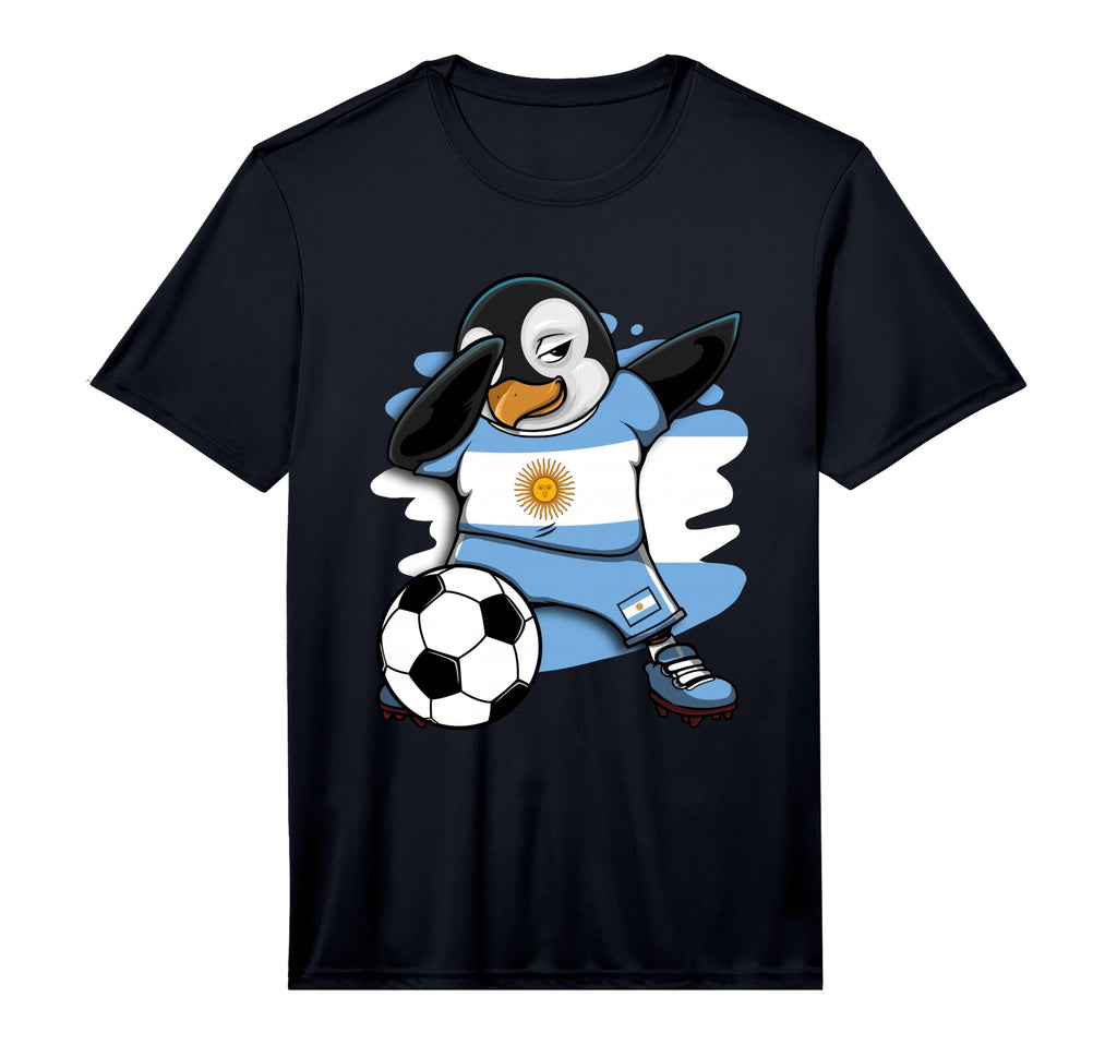 Dabbing Penguin Argentina Soccer T-Shirt - Casual Everyday Wear Unisex