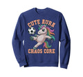 Kawaii Aura Soccer Unicorn Chaos Sweatshirt - Graphic Print for Adults