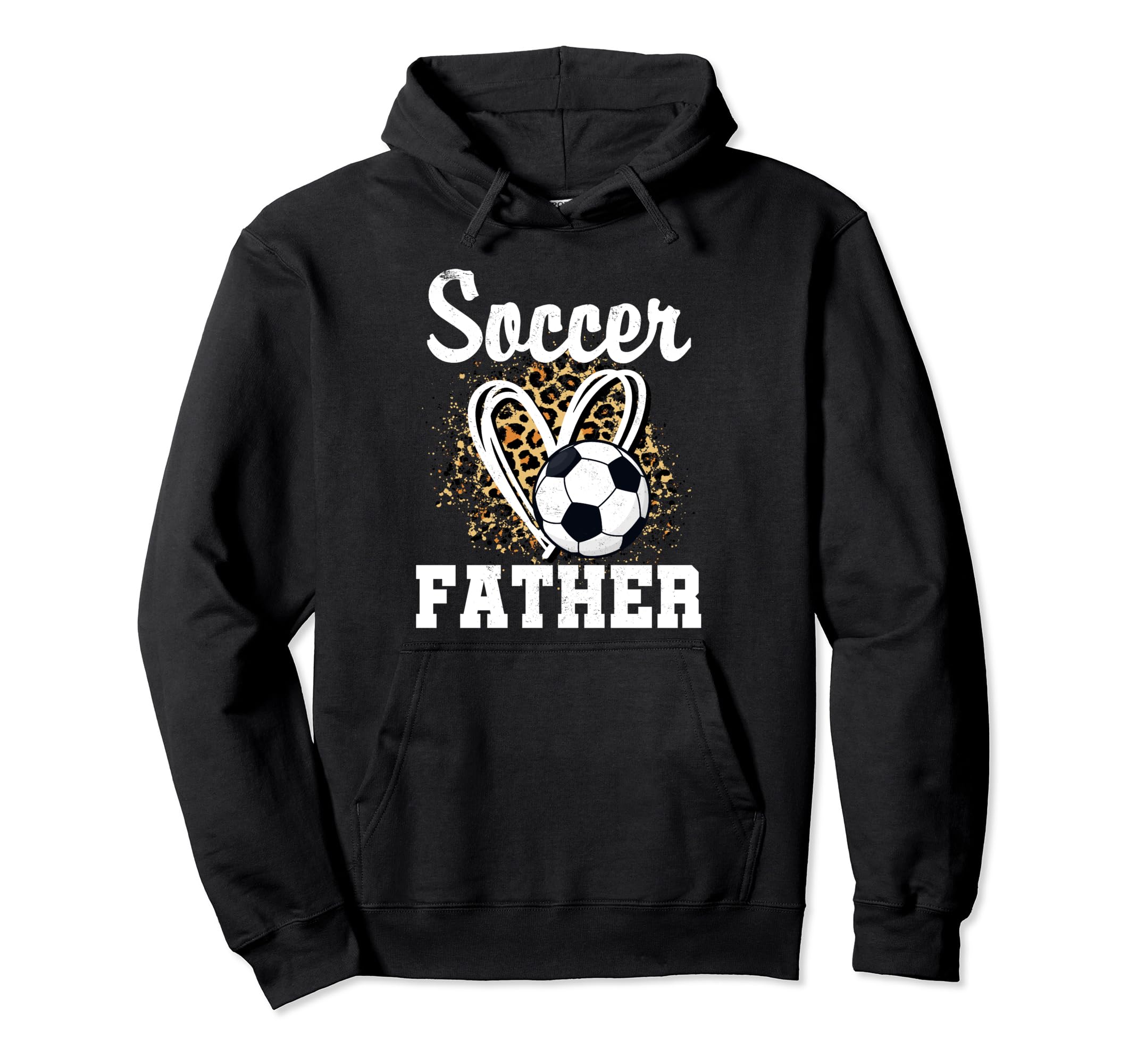 Soccer Father Leopard Heart Matching Hoodie - Fun Novelty Design Men Women