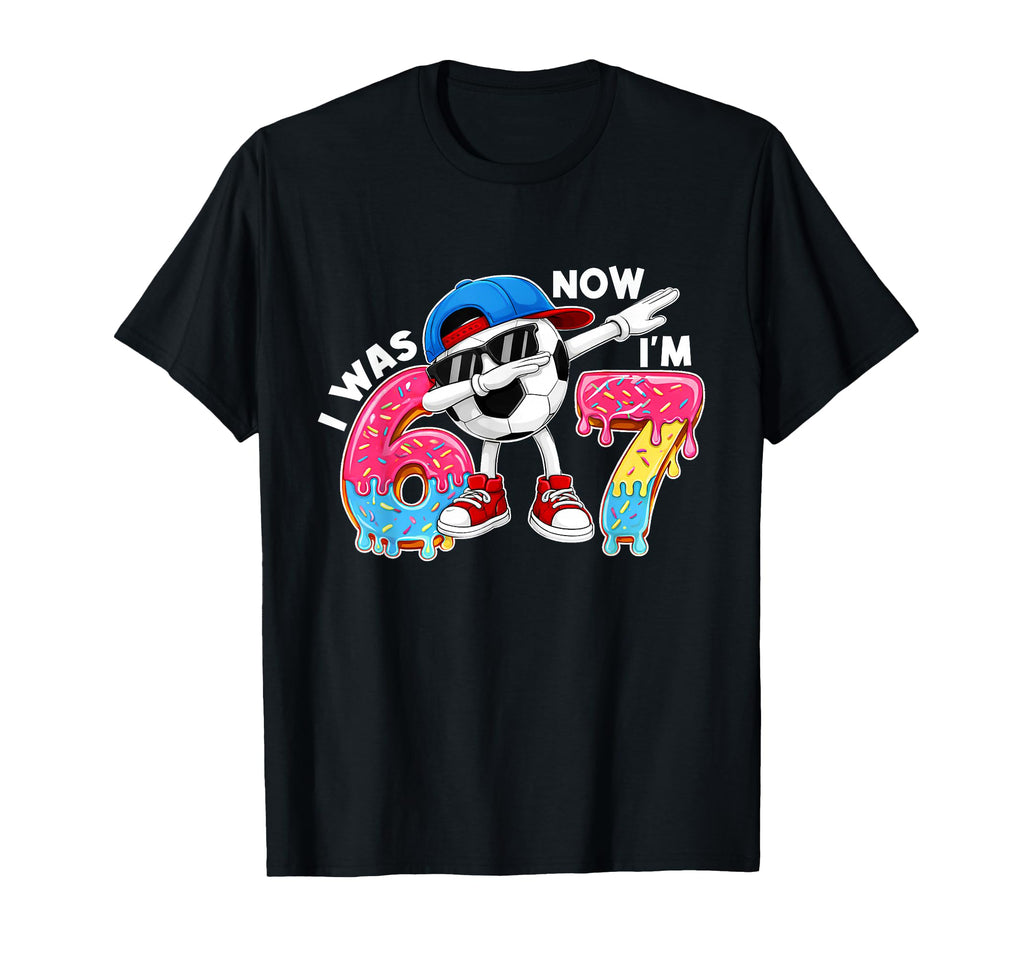 I Was 6 Now Im 7 Birthday Soccer Ball Drip T-Shirt - Trendy Graphic Unisex