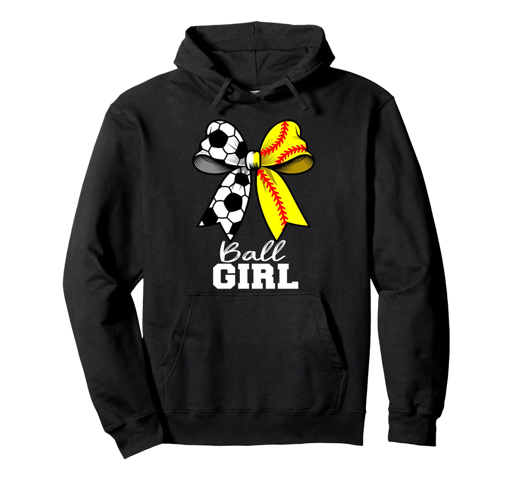Ball Soccer Softball Coquette Bow Funny Hoodie - Unique Graphic Men Women