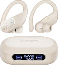 occiam Wireless Earbuds Bluetooth Headphones Ear Buds 96Hrs Playback Sport Over-Ear Waterproof Wireless Headphones Earphones with Earhooks ENC Mics Clear Call for Sport Running Workout (Ivory)