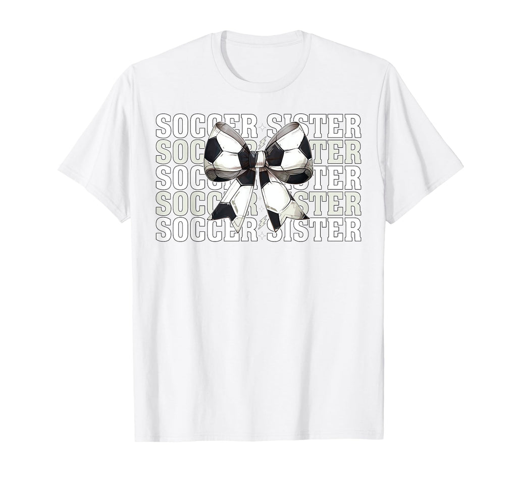 Soccer Sister Soccer Sis Coquette Bow T-Shirt - Custom Art Print for Adults
