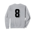 Number 8 Backside 80S 90S Team Jersey Sweatshirt - Novelty Apparel Unisex