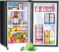 Upgraded Mini Fridge with Freezer 3.2 Cu.Ft Compact Dorm Refrigerator Small Cooler for Bedroom Office, Single Door Adjustable Thermostat Low Noise, 17.5" D x 17.7" W x 31.5" H, Black