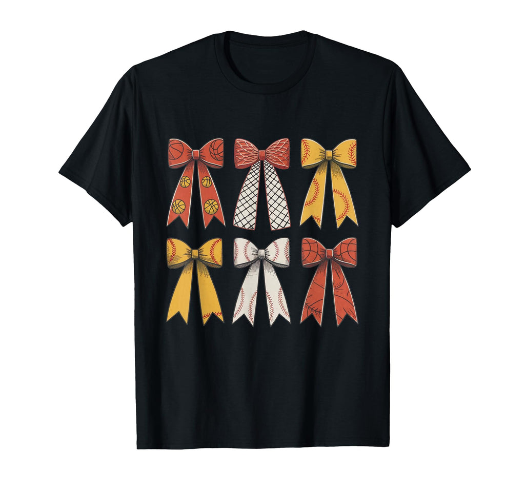 Baseball Coquette Basketball Bow T-Shirt - Fun Novelty Design Men Women