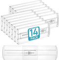 Vtopmart 14 Pack Drawer Dividers for Clothes, 4" High 10.2"-16.6" Adjustable Expandable Dresser Drawer Organizer, Clear Plastic Separators for Dresser, Baby Clothing, Underwear, Cosmetic, Toiletries