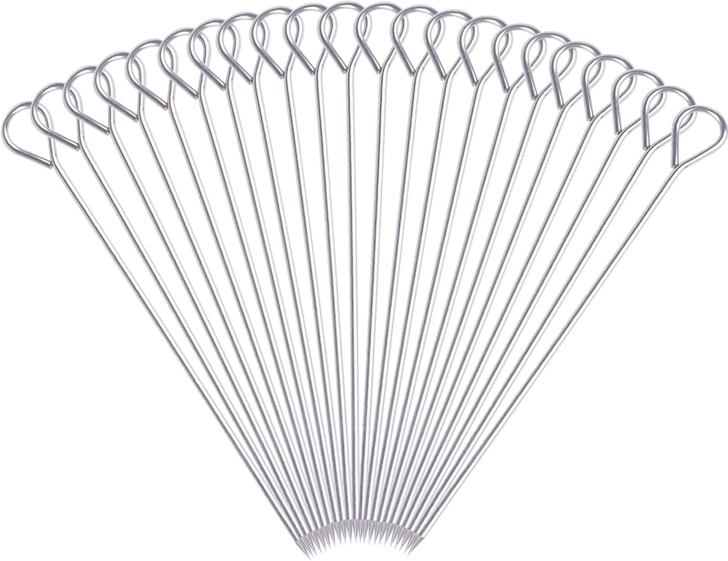 BBQ Skewers - Reusable Stainless Steel 8 Inch Skewers for Grilling Kebob Meat, Chicken, Vegetable Appetiser - Pack of 30