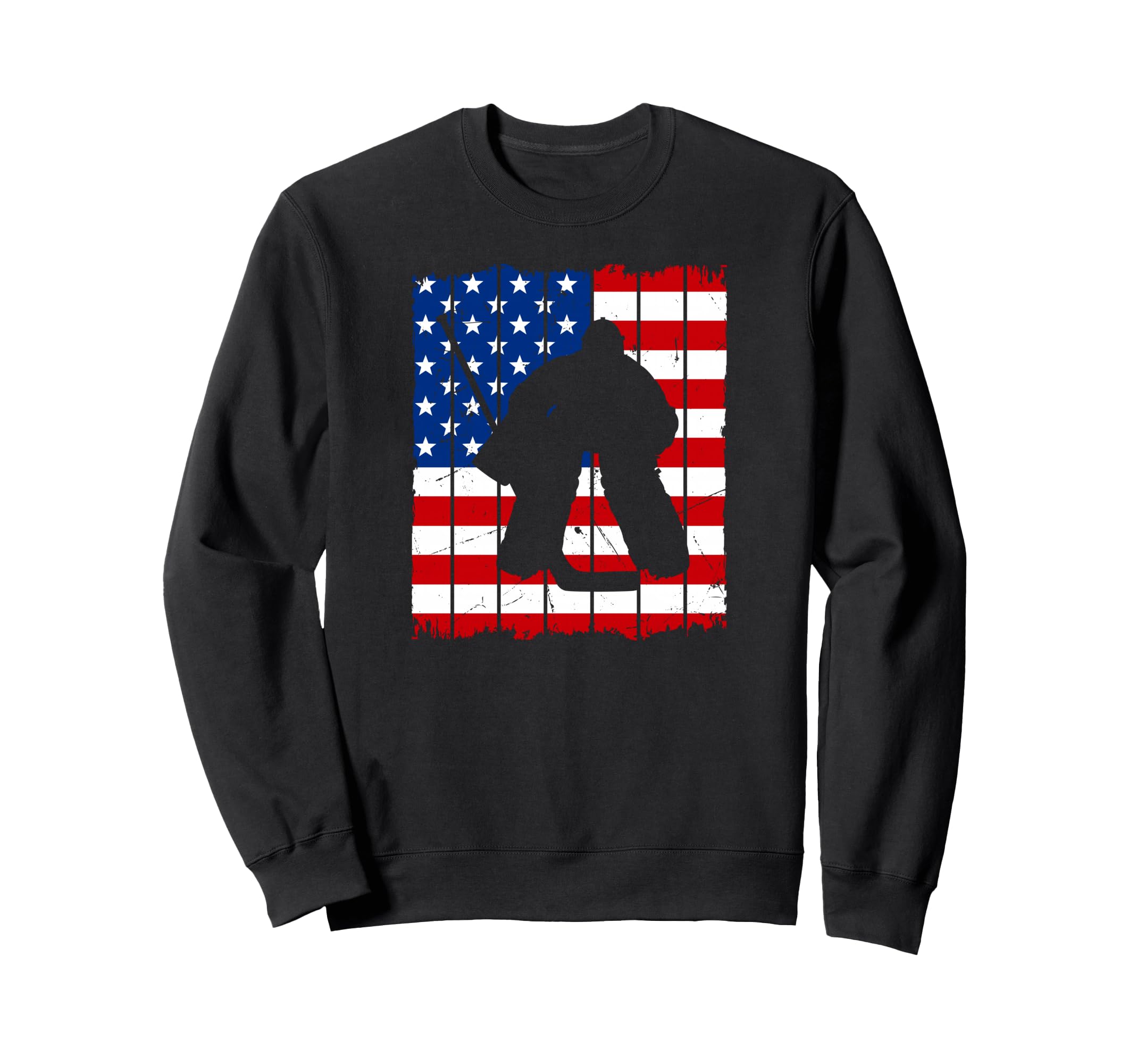 Ice Hockey Goalie Usa Flag Sweatshirt - Novelty Apparel for Adults