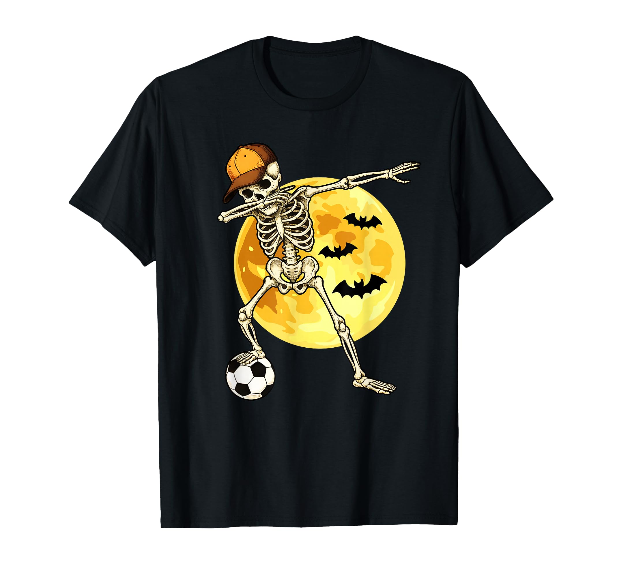 Dabbing Skeleton Soccer Player Halloween T-Shirt - Minimalist Print Unisex