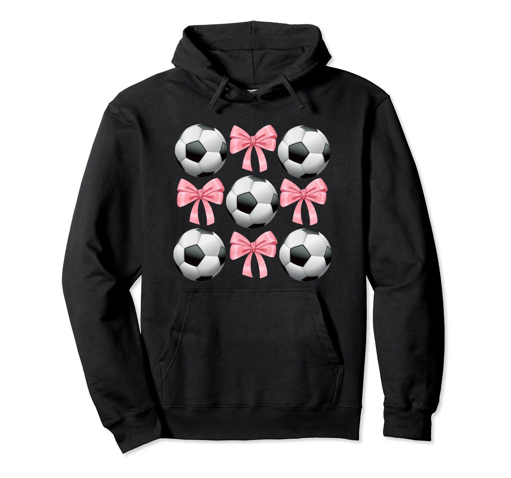 Soccer And Bows Coquette Soccer Mom Hoodie - Trendy Graphic for Adults
