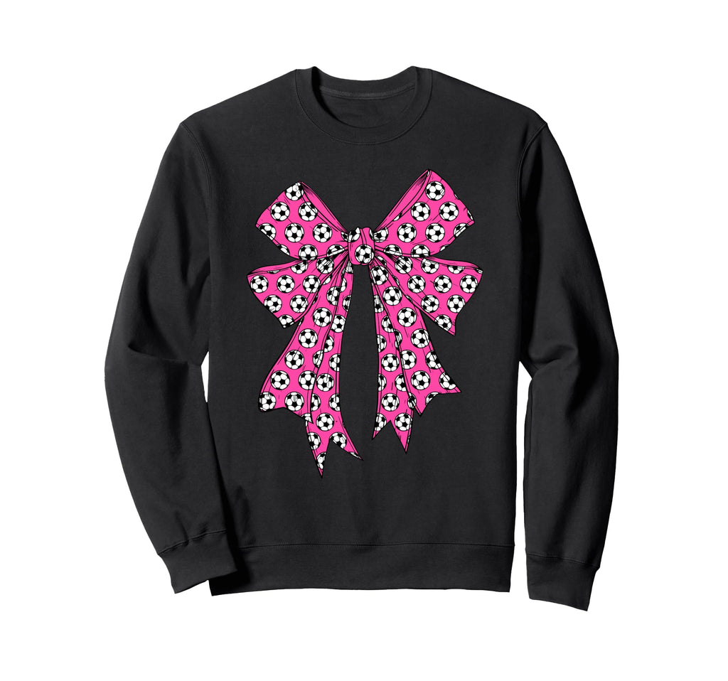 Soccer Ball Coquette Bow Soccer Sweatshirt - Casual Everyday Wear Unisex