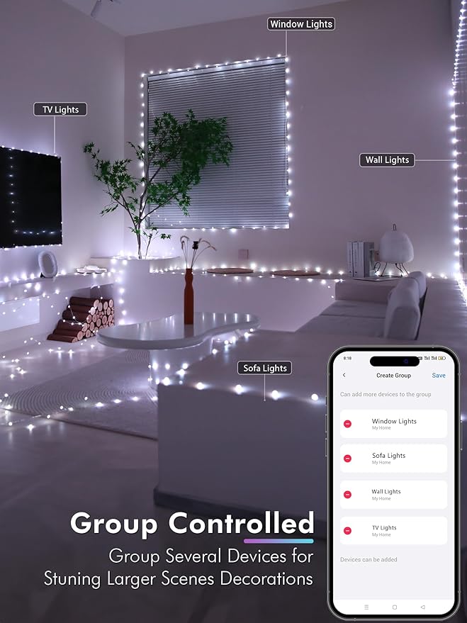 Brizled Smart RGB Fairy Lights Pro, 66FT 200 LED Orange Purple Halloween String Lights, Color Changing Christmas Fairy Light App Controlled, Dimmable Tree Light Music Sync Work with Google Home Alexa