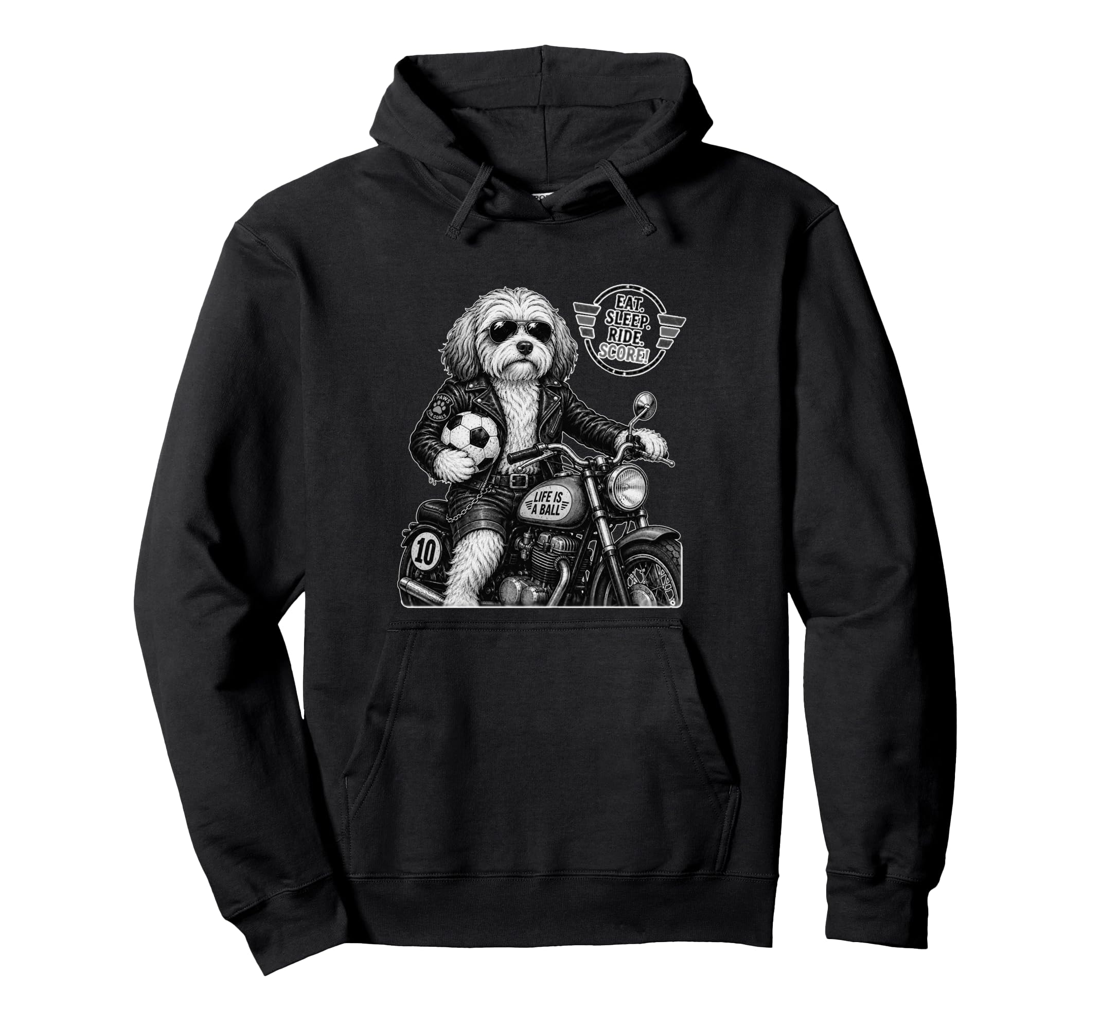 Havanese Motorbike Love Footbal Hoodie - Streetwear Style for Adults