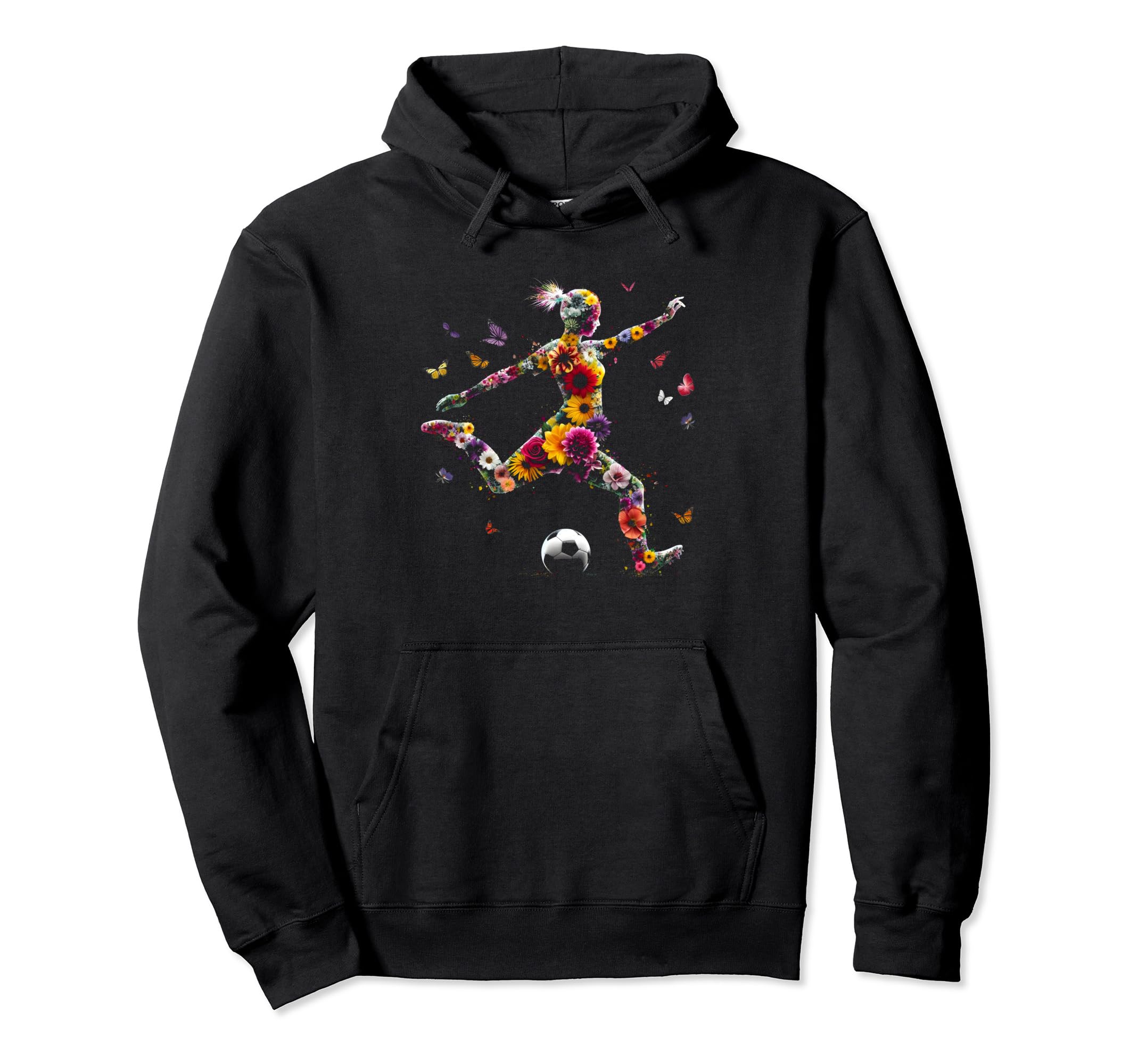 Female Soccer Player Floral Soccer Hoodie - Aesthetic Graphic for Adults
