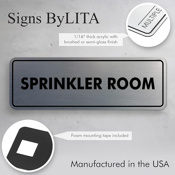 Signs ByLITA Standard Sprinkler Room Sign (Red) - Medium 2 Pack