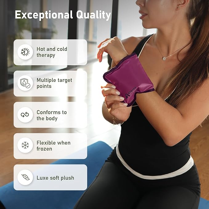 Small Soft Ice Packs for Injuries Reusable - Hot and Cold Flexible Gel Ice Packs Reusable for Ankle, Hand, Wrist, Head Pain Relief - 6" x 11" - Purple