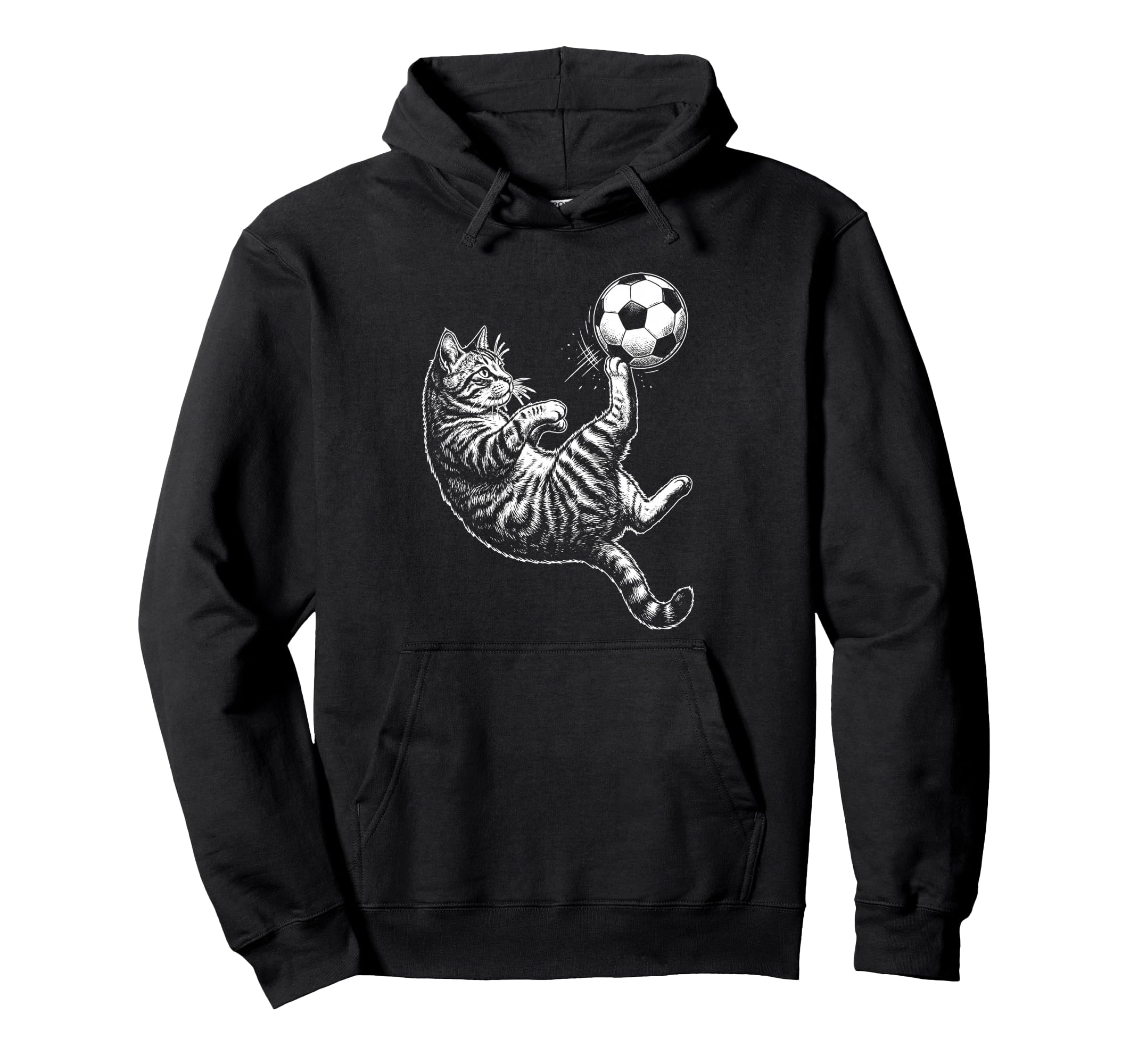 Funny Soccer Cat Kicking Ball Animal Soccer Hoodie - Unique Graphic Unisex
