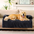 FUNNY FUZZY Pet Couch Cover for Sofa, Calming Dog Bed for Couch, Fluffy Plush Dog Couch Mat for Furniture Protector for Large Medium Small Pets, 47×37 in, Dark Grey