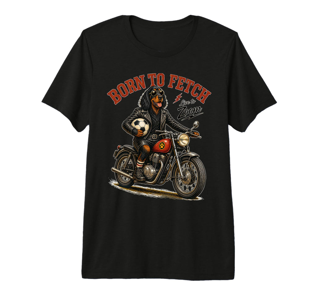 Gordon Setter Motorbike Love Footbal T-Shirt - Custom Art Print Men Women