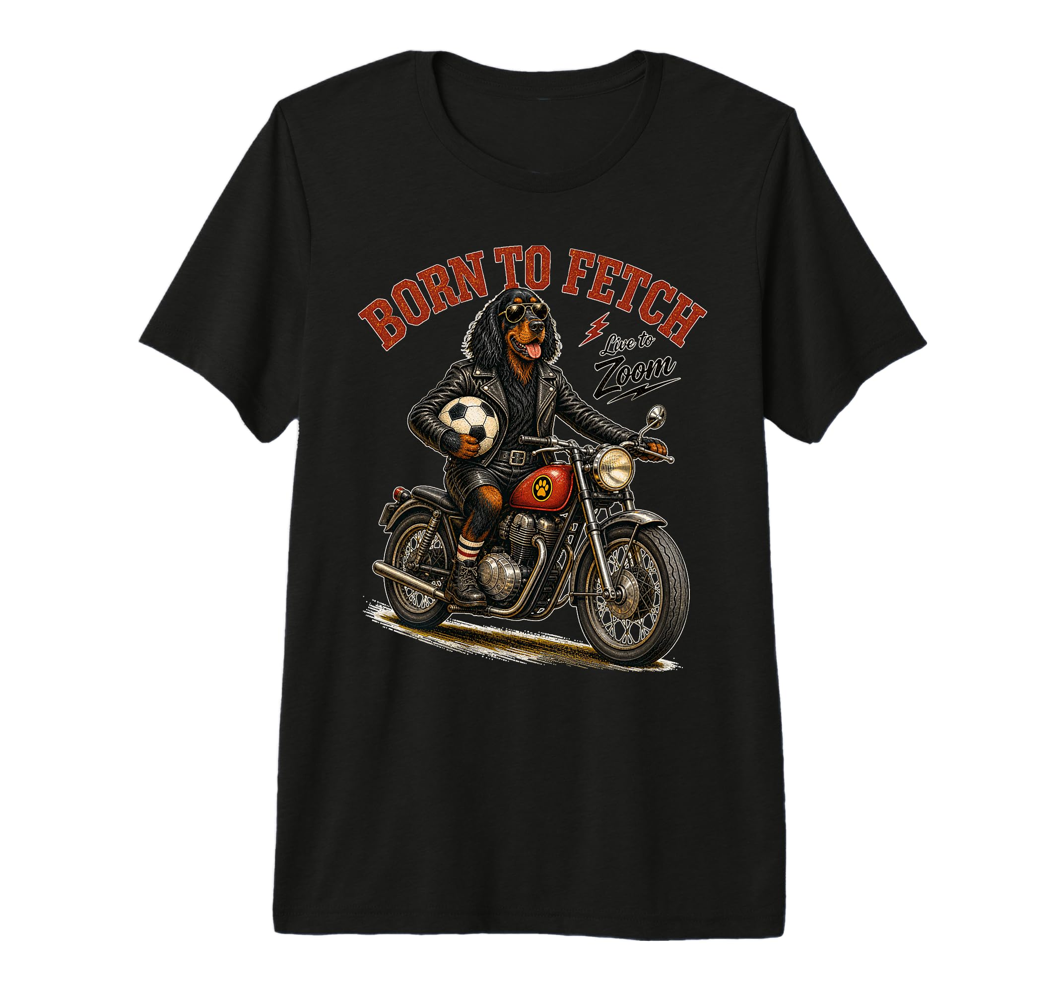 Gordon Setter Motorbike Love Footbal T-Shirt - Aesthetic Graphic Unisex